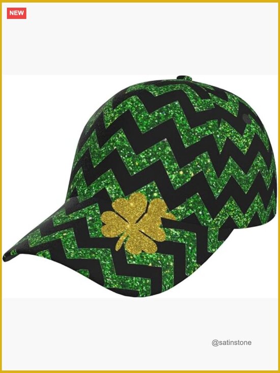 St. Patrick\'s Day Adjustable Baseball Cap Clover Leaf Pattern Hat